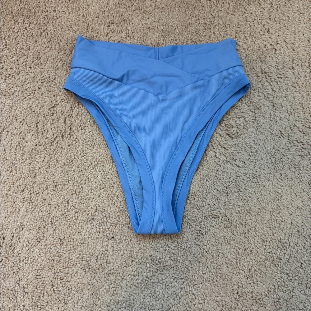Aerie High-Cut Cheeky Bikini Bottom in Light Blue